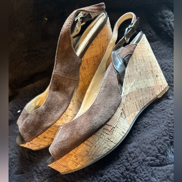 Brown Suede Wedges - Picture 1 of 10